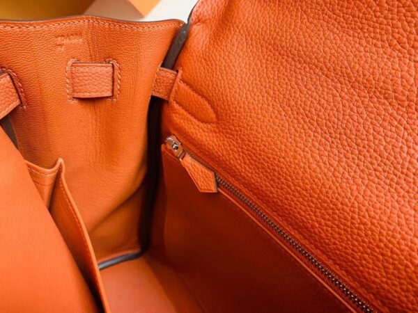 Hermes Kelly Togo R1 Pumpkin orange Silver Hardware 32cm Full Handmade