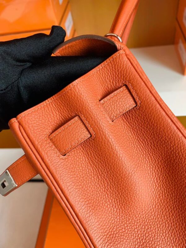 Hermes Kelly Togo R1 Pumpkin orange Silver Hardware 32cm Full Handmade