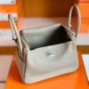 Hermes Lindy TC Leather Pearl grey Silver Hardware 26cm Full Handmade