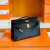 Hermes mini Kelly Pochette Swift Black Gold Hardware 22cm Full Handmade