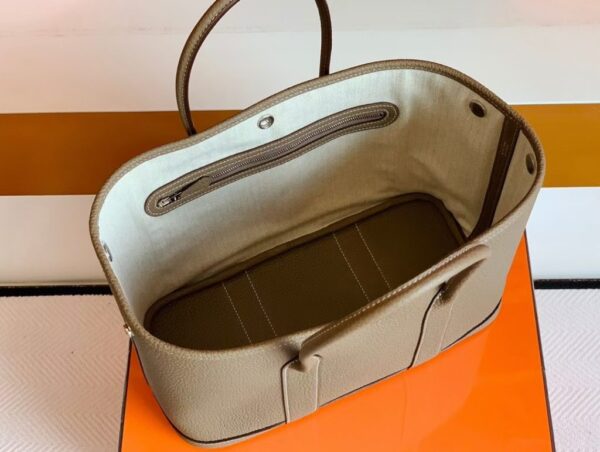 Hermes Garden party TC Leather Etoupe Grey Silver Hardware 30cm Full Handmade
