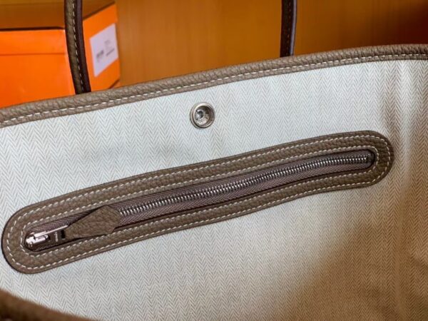 Hermes Garden party TC Leather Etoupe Grey Silver Hardware 30cm Full Handmade
