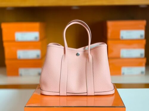 Hermes Garden party TC Leather Creamy pink Silver Hardware 30cm Full Handmade