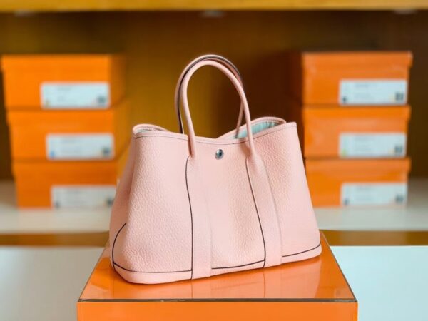 Hermes Garden party TC Leather Creamy pink Silver Hardware 30cm Full Handmade