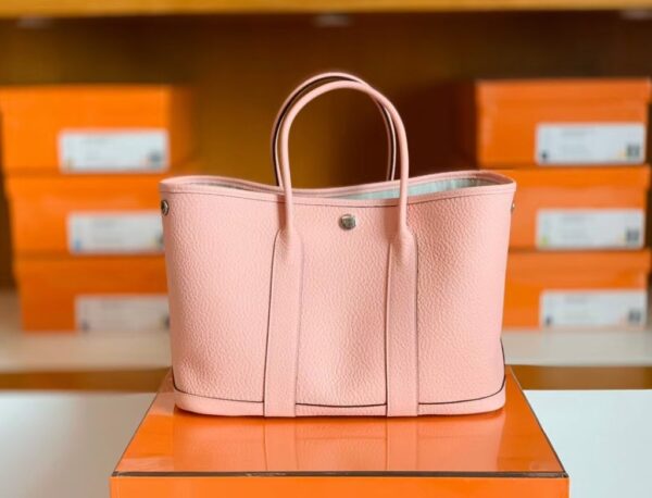 Hermes Garden party TC Leather Creamy pink Silver Hardware 30cm Full Handmade
