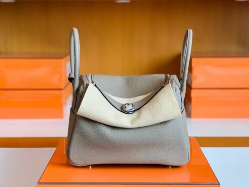Hermes Lindy TC Leather m8 gris asphalte Silver Hardware 26cm Full Handmade