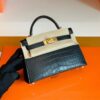 Hermes Mini Kelly Sellier Matte Alligator crocodile Black Gold Hardware 19cm Full Handmade