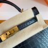 Hermes Mini Kelly Sellier Matte Alligator crocodile Black Gold Hardware 19cm Full Handmade
