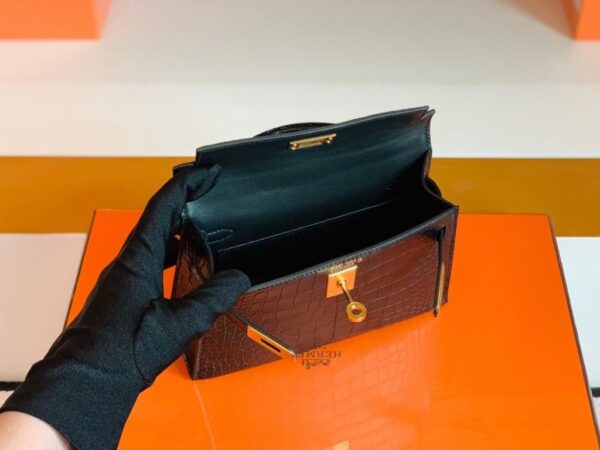 mmexport1676281455193-1024x768-1 Hermes Mini Kelly Sellier Matte Alligator crocodile Black Gold Hardware 19cm Full Handmade