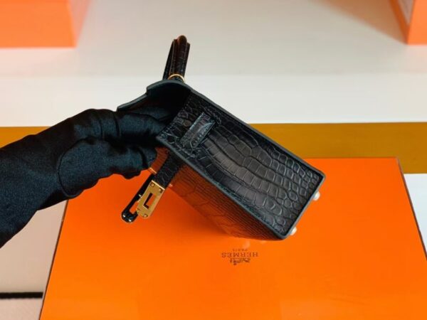 mmexport1676281456635-1024x768-1 Hermes Mini Kelly Sellier Matte Alligator crocodile Black Gold Hardware 19cm Full Handmade