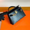 Hermes Mini Kelly Sellier Matte Alligator crocodile Black Gold Hardware 19cm Full Handmade