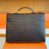 Hermes Kelly depeche Matte Alligator crocodile Coffee Silver Hardware 34cm Full Handmade