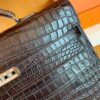 Hermes Kelly depeche Matte Alligator crocodile Coffee Silver Hardware 34cm Full Handmade