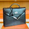 Hermes Kelly depeche Matte Alligator crocodile Coffee Silver Hardware 34cm Full Handmade