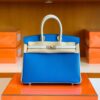 mmexport16762835803841-1024x772-1 Hermes Birkin Chevre Pearl grey & Glaze blue Silver Hardware 25cm Full Handmade