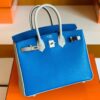 mmexport1676283587716-1024x774-1 Hermes Birkin Chevre Pearl grey & Glaze blue Silver Hardware 25cm Full Handmade
