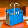 mmexport1676283589316-1024x783-1 Hermes Birkin Chevre Pearl grey & Glaze blue Silver Hardware 25cm Full Handmade