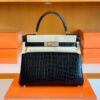 mmexport1676283635134-1024x774-1 Hermes Kelly Matte Alligator Black Silver Hardware 28cm Full Handmade
