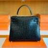 mmexport1676283636657-1024x764-1 Hermes Kelly Matte Alligator Black Silver Hardware 28cm Full Handmade