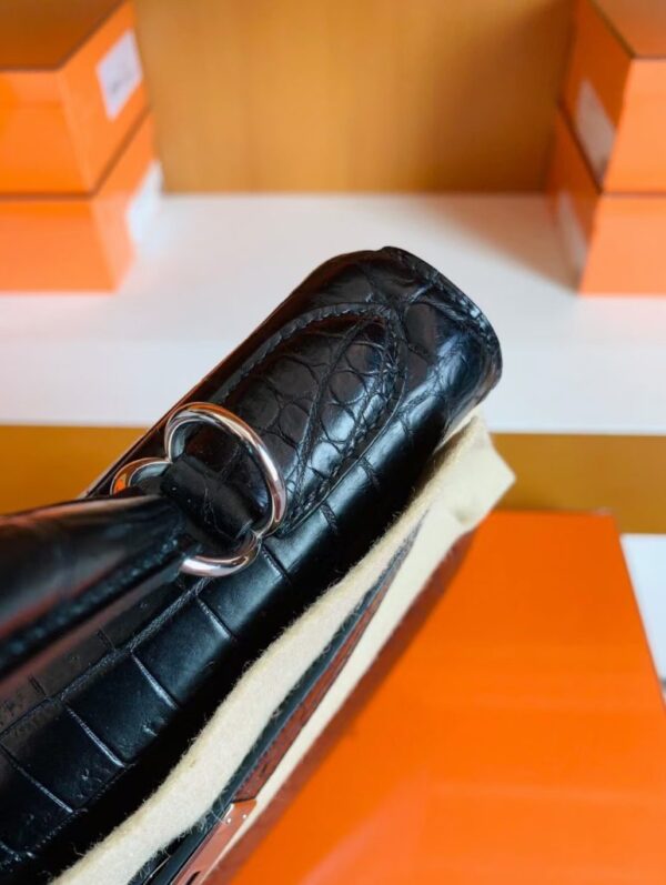 Hermes Kelly Matte Alligator Black Silver Hardware 28cm Full Handmade