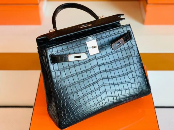 Hermes Kelly Matte Alligator Black Silver Hardware 28cm Full Handmade