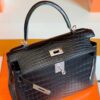 mmexport1676283646434-1024x768-1 Hermes Kelly Matte Alligator Black Silver Hardware 28cm Full Handmade