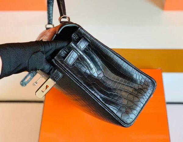 Hermes Kelly Matte Alligator Black Silver Hardware 28cm Full Handmade