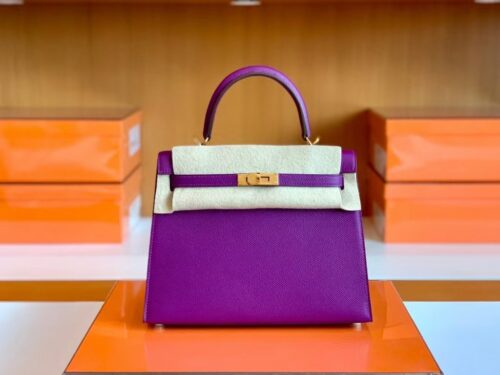 Hermes Kelly Epsom p9 actiniae purple Gold Hardware 25cm Full Handmade