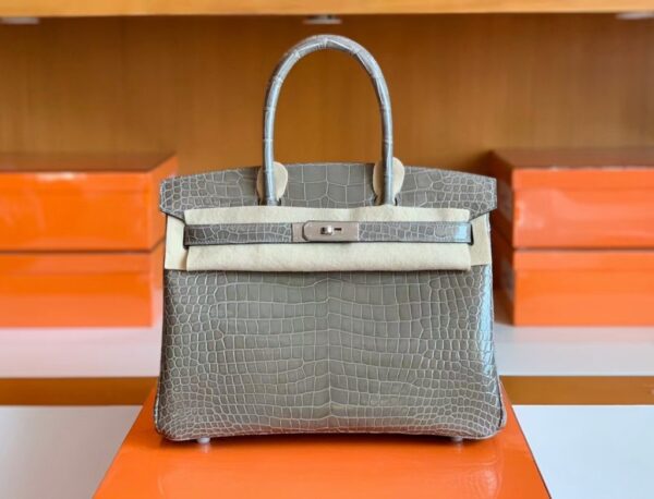 mmexport1677125564569-1024x781-1 Hermes Birkin Shiny Porosus crocodile Griss Silver Hardware 30cm Full Handmade