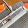 Hermes Birkin Shiny Porosus crocodile Griss Silver Hardware 30cm Full Handmade