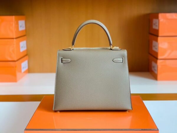 Hermes Kelly Epsom Etoupe Grey Gold Hardware 25cm Full Handmade