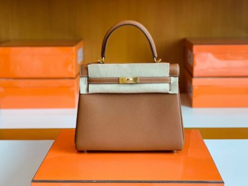 Hermes Kelly Togo Golden Brown Gold Hardware 25cm Full Handmade