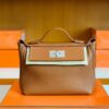 Hermes Kelly 2424 Togo CK37 Golden Brown Silver Hardware 29cm Full Handmade