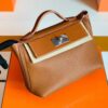 Hermes Kelly 2424 Togo CK37 Golden Brown Silver Hardware 29cm Full Handmade