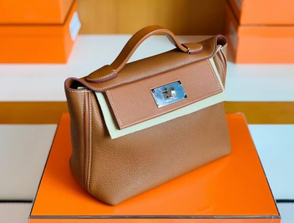 mmexport1677125814036-1024x777-1 Hermes Kelly 2424 Togo CK37 Golden Brown Silver Hardware 29cm Full Handmade
