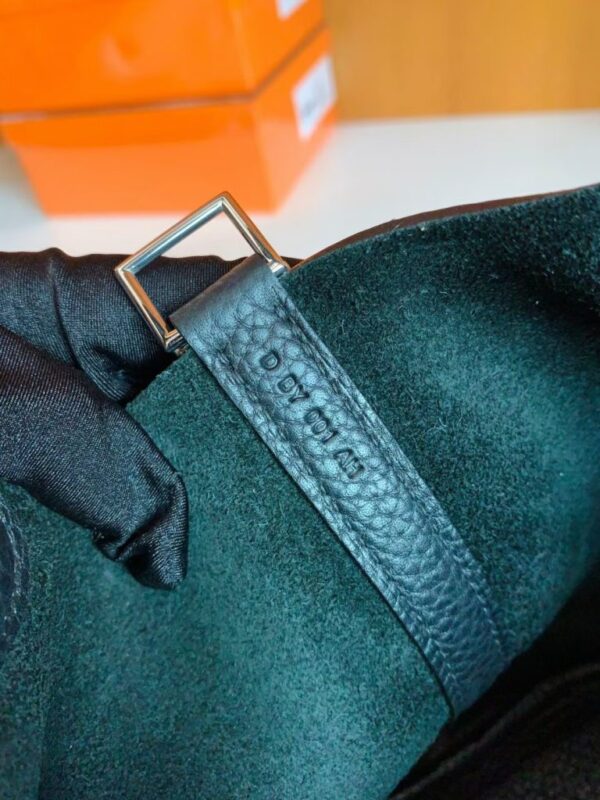 Hermes Picotin TC Leather Black Silver Hardware 18cm Full Handmade