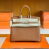 Hermes Birkin Togo CK37 Golden Brown Silver Hardware 25cm Full Handmade