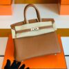 Hermes Birkin Togo CK37 Golden Brown Silver Hardware 25cm Full Handmade