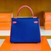 Hermes Kelly Epsom 8W rose azalee & 7T Bright Blue Gold Hardware 25cm Full Handmade