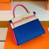 Hermes Kelly Epsom 8W rose azalee & 7T Bright Blue Gold Hardware 25cm Full Handmade