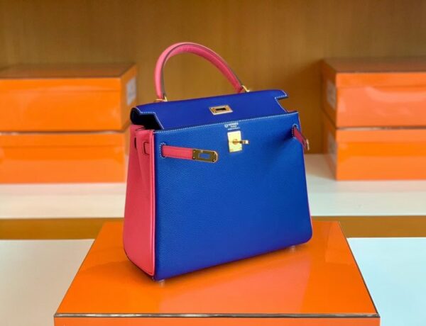 mmexport1677126975758-1024x785-1 Hermes Kelly Epsom 8W rose azalee & 7T Bright Blue Gold Hardware 25cm Full Handmade