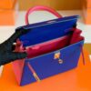 Hermes Kelly Epsom 8W rose azalee & 7T Bright Blue Gold Hardware 25cm Full Handmade