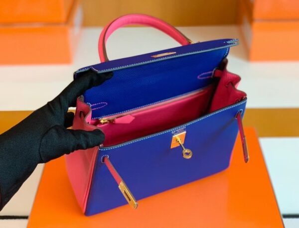mmexport1677126977480-1024x781-1 Hermes Kelly Epsom 8W rose azalee & 7T Bright Blue Gold Hardware 25cm Full Handmade