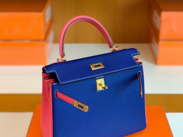 mmexport1677126979838-1024x770-1 Hermes Kelly Epsom 8W rose azalee & 7T Bright Blue Gold Hardware 25cm Full Handmade