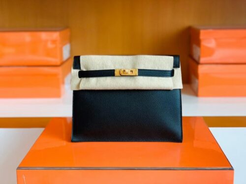 Hermes Kelly dance Evercolor Black Gold Hardware 22cm Full Handmade