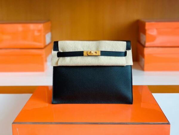 Hermes Kelly dance Evercolor Black Gold Hardware 22cm Full Handmade