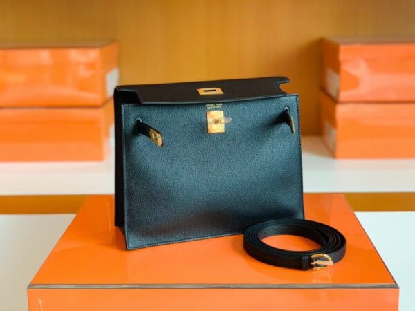 Hermes Kelly dance Evercolor Black Gold Hardware 22cm Full Handmade