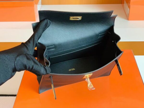 Hermes Kelly dance Evercolor Black Gold Hardware 22cm Full Handmade