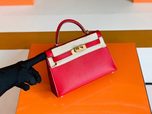 mmexport1677127376261-1024x768-1 Hermes Mini Kelly Epsom Bright Red Gold Hardware 19cm Full Handmade