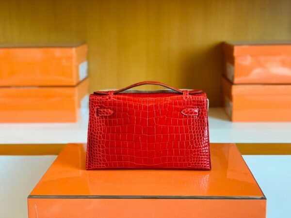mmexport1677127402403-1024x768-1 Hermes Mini Kelly pochette Shiny Porosus crocodile Ferrari red Gold Hardware 22cm Full Handmade